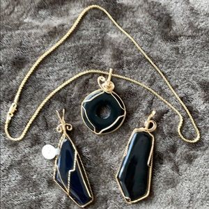 Onyx necklace & Obsidian pendant bundle